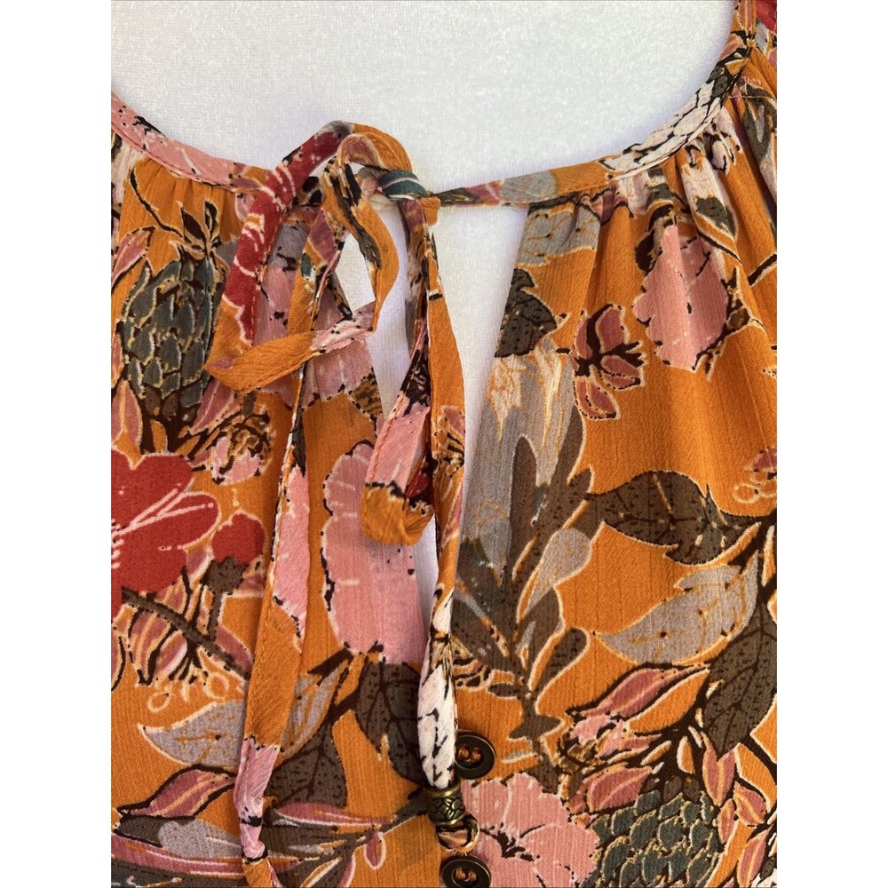 Kate & Sam Burnt Orange Ruffle Maxi Dress Size Medium Pink Long Sleeves Sunset - Picture 6 of 16